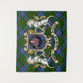 Ogilvie Clan Badge & Unicorns w/Tartan Wandkleed (Voorkant)