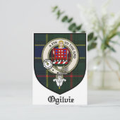 Ogilvie Clan Crest Badge Tartan Briefkaart (Staand voorkant)