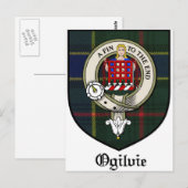 Ogilvie Clan Crest Badge Tartan Briefkaart (Voorkant / Achterkant)