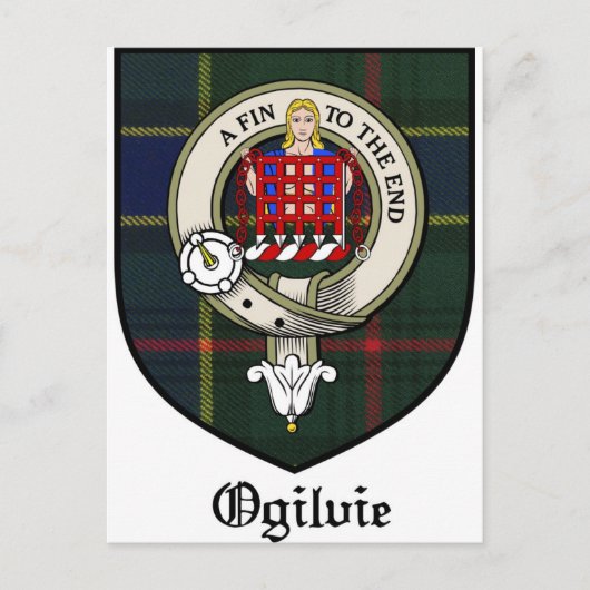 Ogilvie Clan Crest Badge Tartan Briefkaart (Voorkant)