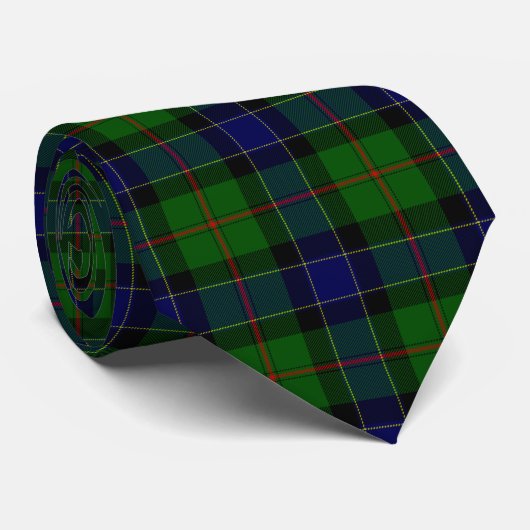 Ogilvie tartan blue green plaid stropdas (Opgerold)