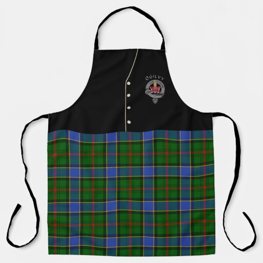 Ogilvy Clan Badge & Tartan Kilt Schort (Voorkant)
