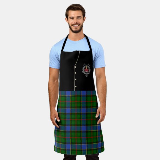 Ogilvy Clan Badge & Tartan Kilt Schort (Gedragen)
