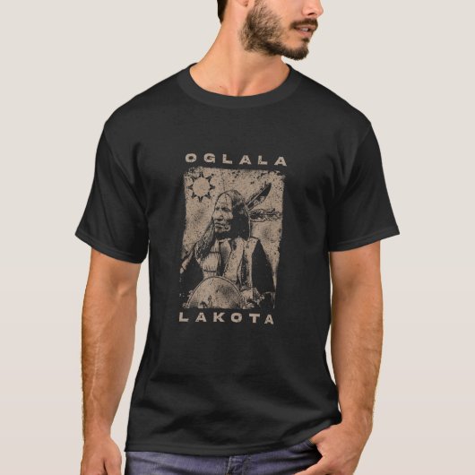 Oglala Lakota Sioux Indianen stamhoofd T-shirt (Voorkant)