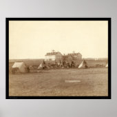 Oglala School & Indian Camp Pine Ridge SD 1891 Poster (Voorkant)