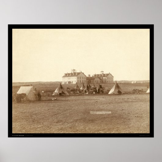 Oglala School & Indian Camp Pine Ridge SD 1891 Poster (Voorkant)