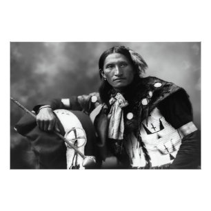 Oglala Sioux Warrior Eddie Plenty Holes c. 1899 Foto Afdruk