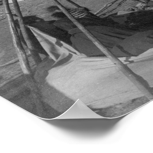 Oglala Vrouwen en kinderen in Tipi Poster (Hoek)