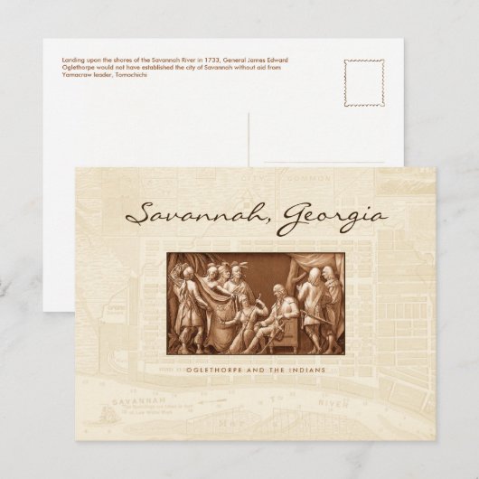 Oglethorpe en Indiërs Briefkaart (Voorkant / Achterkant)
