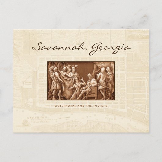 Oglethorpe en Indiërs Briefkaart (Voorkant)