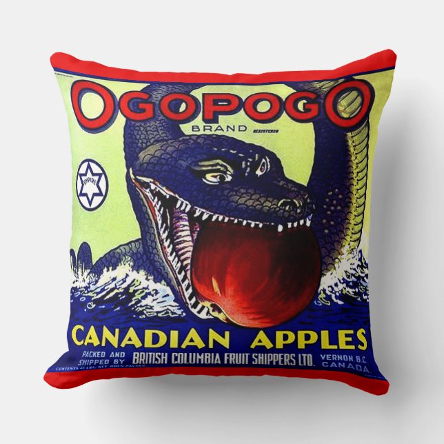Ogopogo Canadese appelfruitkrateldruk Kussen (Voorkant)