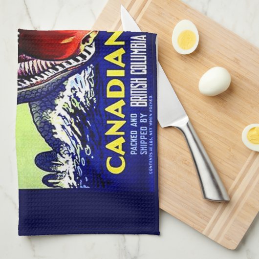 Ogopogo Canadese appelfruitkrateldruk Theedoek (Quarter Fold)