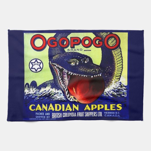 Ogopogo Canadese appelfruitkrateldruk Theedoek (Horizontaal)