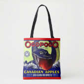 Ogopogo Canadese appelfruitkrateldruk Tote Bag (Voorkant)