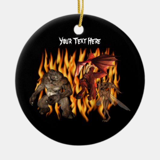 Ogre Demon Goblin Flames Halloween Ornament (Voorkant)
