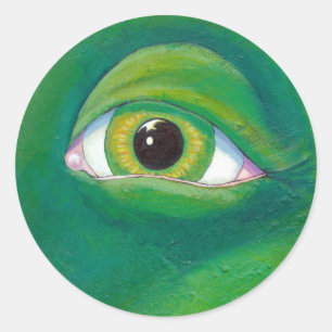 Ogre green eye dinosaur frommelschilderkunst ronde sticker