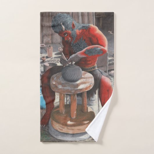 Ogre Met behulp van Pottery Wheel Fantasy Art Badh Bad Handdoek (Handdoek)