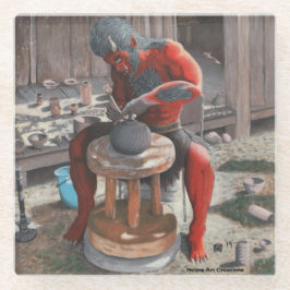 Ogre met behulp van Pottery Wheel Fantasy Art Glas Glazen Onderzetter
