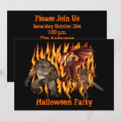 Ogre Monsters Flames Halloween Uitnodiging (Voorkant / Achterkant)