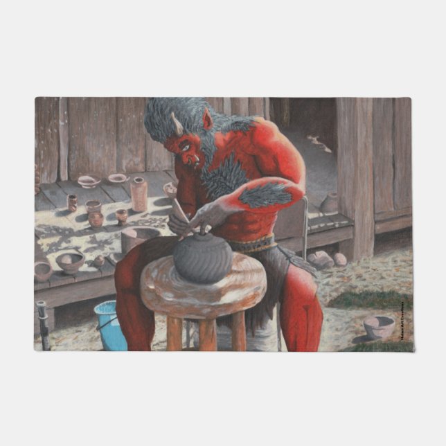 Ogre Oni maken Japanse Pottery Fantasy Deur Mat (Voorkant)