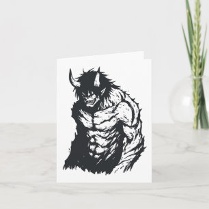 Ogre Oni Yokai Japanese Outline Sticker Kaart