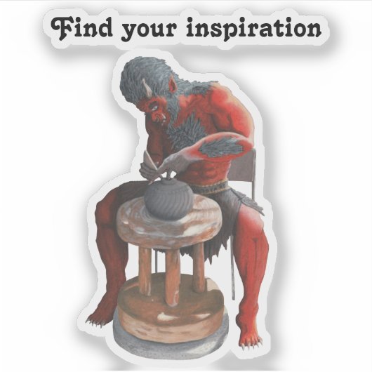 Ogre Potter Crafting Pottery Fantasy Art Sticker (Voorkant)