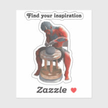 Ogre Potter Crafting Pottery Fantasy Art Sticker