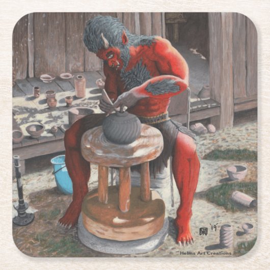Ogre Potter maken Pot Fantasy Art Paper Onderzette Kartonnen Onderzetters (Voorkant)