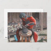 Ogre Potter maken Pottery Fantasy Art Briefkaart (Voorkant / Achterkant)