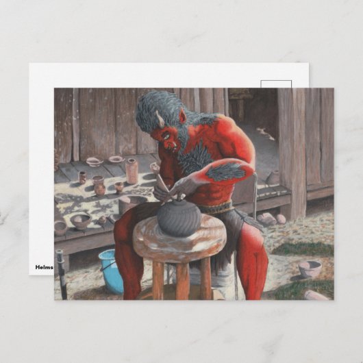 Ogre Potter maken Pottery Fantasy Art Briefkaart (Voorkant / Achterkant)