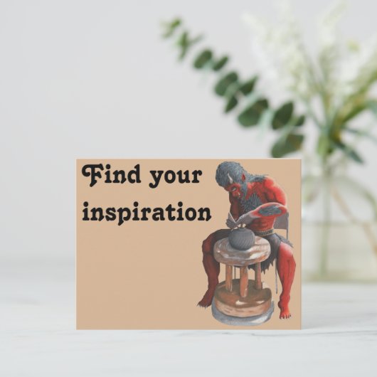Ogre Spinning Pottery Wheel Fantasy Art Briefkaart (Staand voorkant)