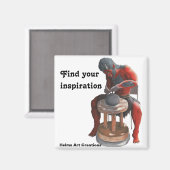 Ogre Spinning Pottery Wheel Fantasy Button Magnet (Voorkant / Achterkant)