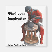 Ogre Spinning Pottery Wheel Fantasy Button Magnet (Voorkant)