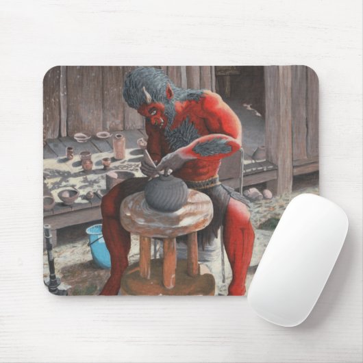 Ogre Werken Pottery Wheel Fantasy Art Mousepad Muismat (Met muis)