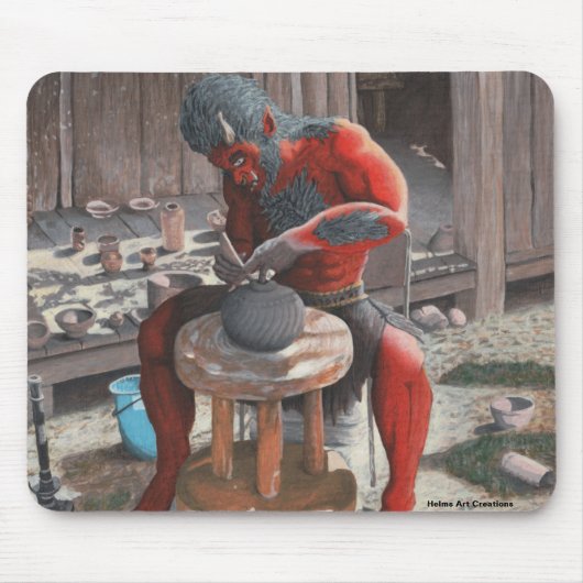 Ogre Werken Pottery Wheel Fantasy Art Mousepad Muismat (Voorkant)