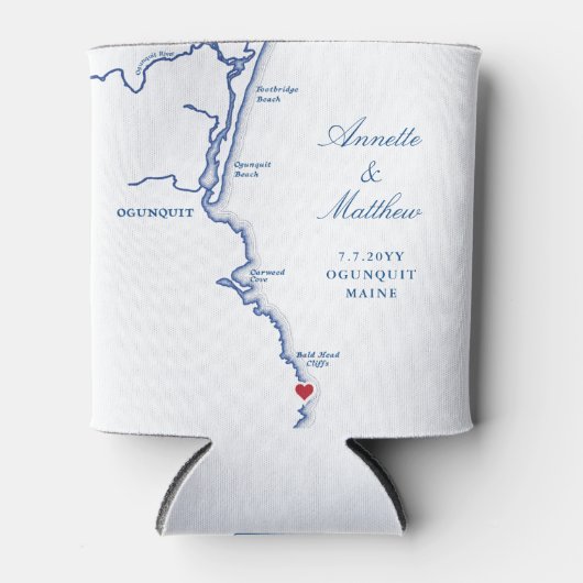 Ogunquit Maine Kaart Bruiloft gunst Drink Blikjeskoeler (Voorkant)