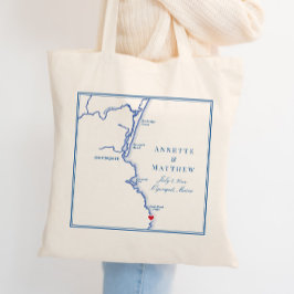 Ogunquit Maine Kaart Elegant Bruiloft Welkom Tote Bag