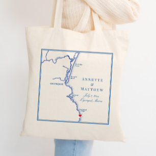 Ogunquit Maine Kaart Elegant Bruiloft Welkom Tote Bag
