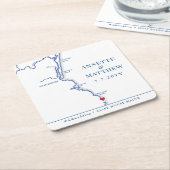 Ogunquit Maine Kaart Huwelijk Cocktail Uur Kartonnen Onderzetters (Schuin)