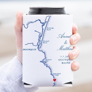 Ogunquit Maine Kaart Trouwgunst Drank Blikjeskoeler