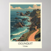 Ogunquit Maine  kust Cliff Walk Art Poster (Voorkant)
