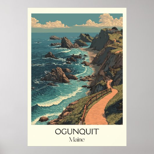 Ogunquit Maine  kust Cliff Walk Art Poster (Voorkant)