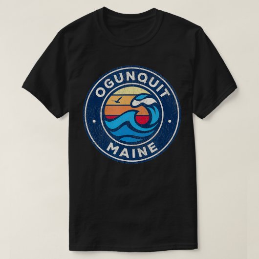 Ogunquit Maine ME  nautische golven ontwerp T-shirt (Design voorkant)