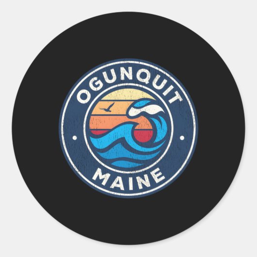 Ogunquit Maine Me nautische golven Ronde Sticker (Voorkant)