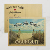 Ogunquit Maine Save The Date Vintage Nautical Aankondigingskaart (Voorkant / Achterkant)