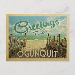 Ogunstop Beach Vintage Travel Briefkaart