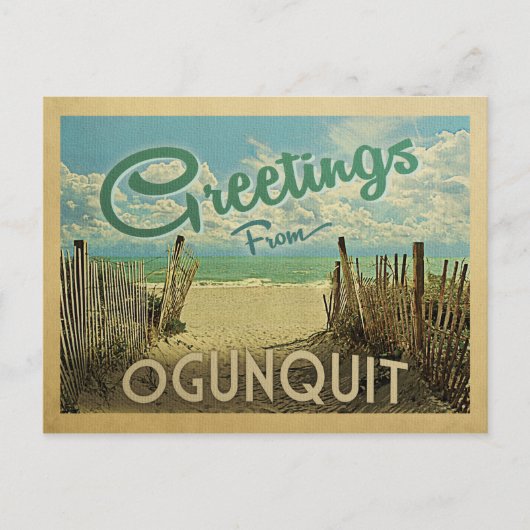 Ogunstop Beach Vintage Travel Briefkaart (Voorkant)
