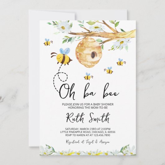 Oh BaBee Baby shower Kaart (Voorkant)