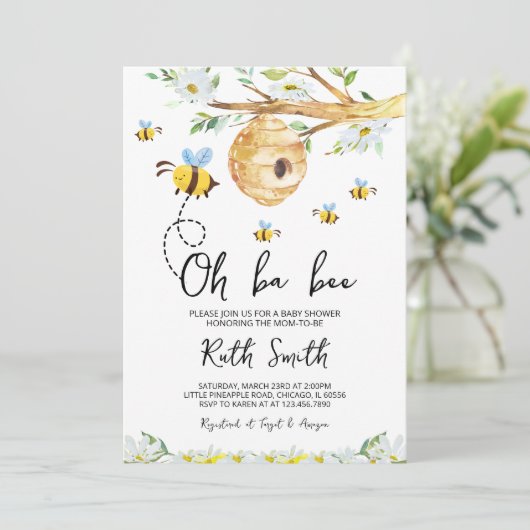 Oh BaBee Baby shower Kaart (Staand voorkant)