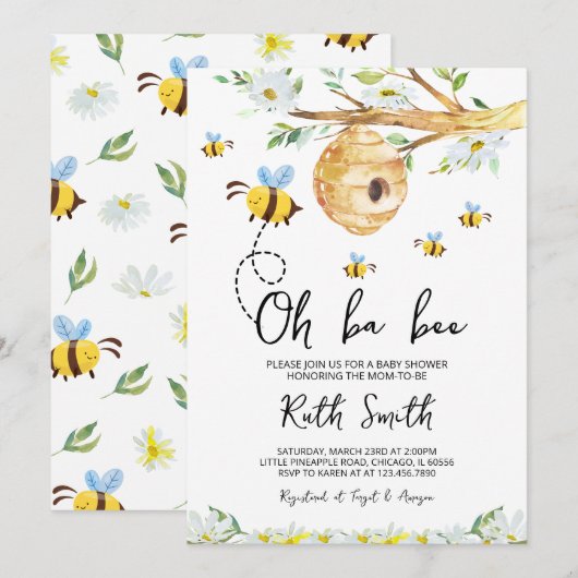 Oh BaBee Baby shower Kaart (Voorkant / Achterkant)